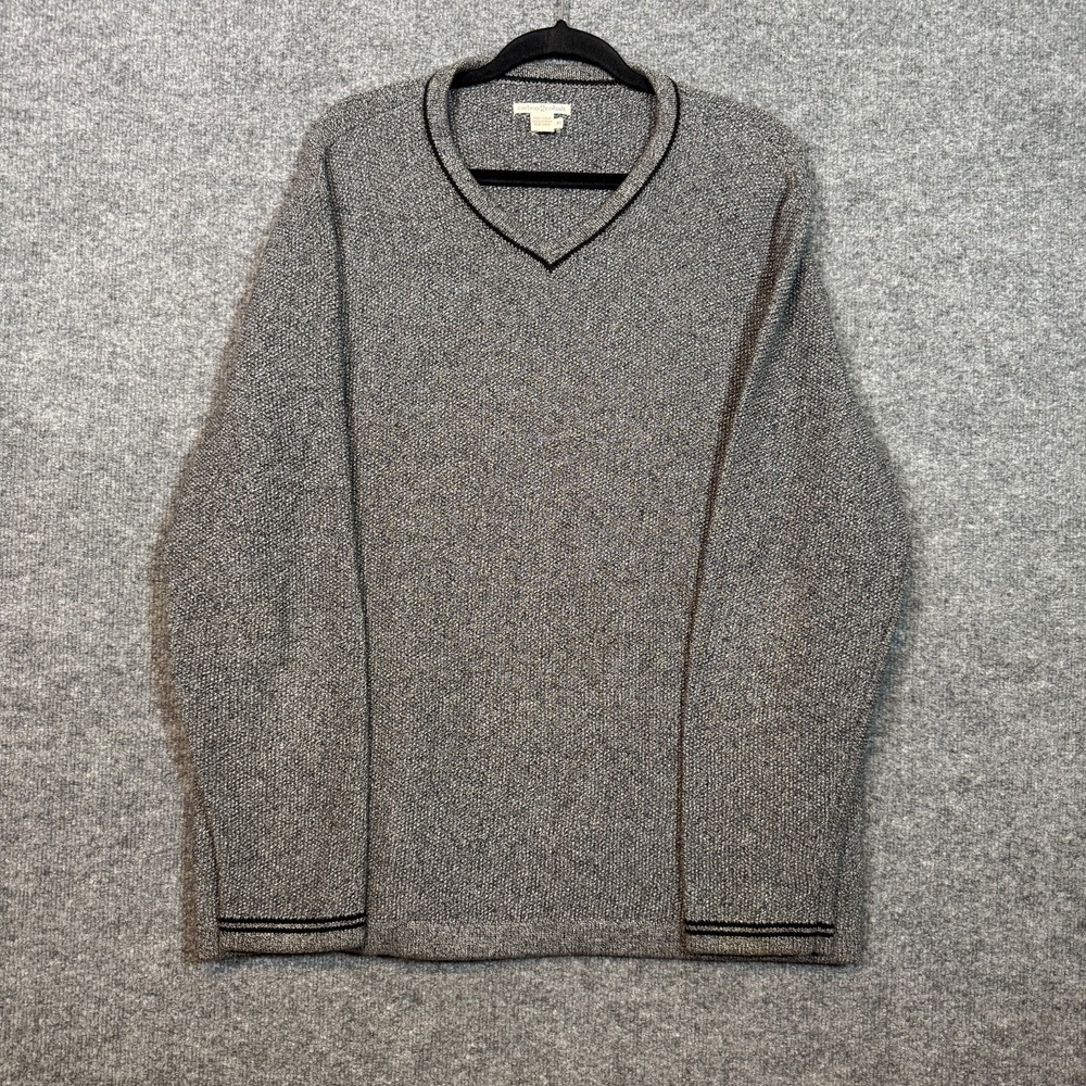 Carbon 2 Cobalt Sweater Mens‎ XL Gray Long Sleeve Vneck Fisherman Chunky Knit